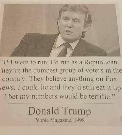 What do you say Republicans? That was then and this is now!! Trump never changes, he was crazy then and he's crazy now.