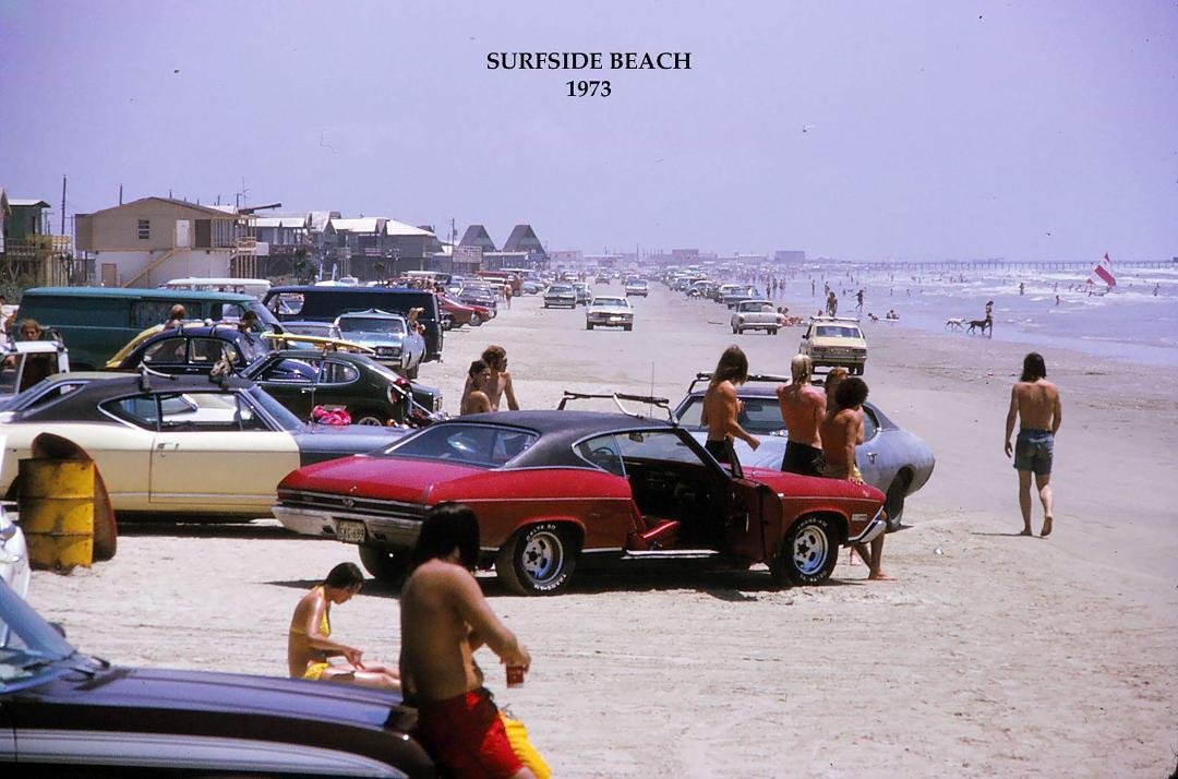 I spent a good deal of time on this beach as a teenager and older. Surfside pier in the back was the place. Bellaire, Sharpstown, Lee and Westbury...we had our sections where we
you parked. the beach has now eroded pas