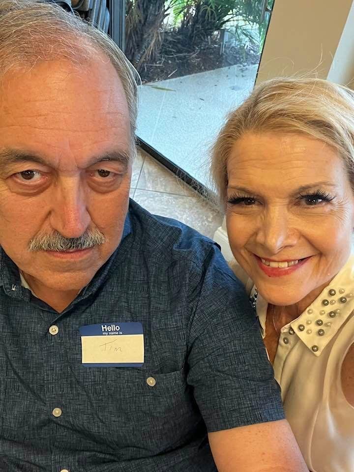 Tim and I enjoying a silly afternoon at our clubhouse for a Spring Fling filled with good food, quiz and Karaoke.