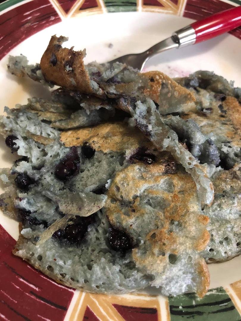 Unknown breakfast on Pippin Hill this morning. Someone’s idea of Blueberry Pancakes.
