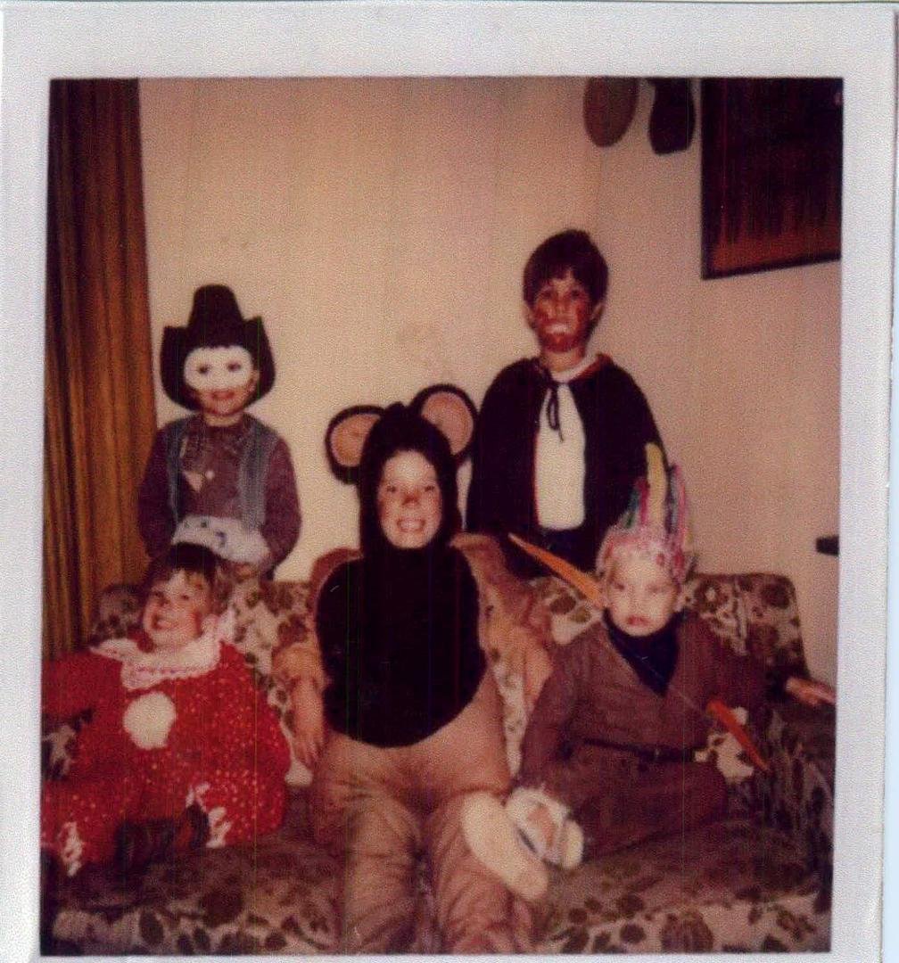 I've been scanning old photo's. This was the Lattie boys, Tommy and Matt with our kids on Halloween 1980