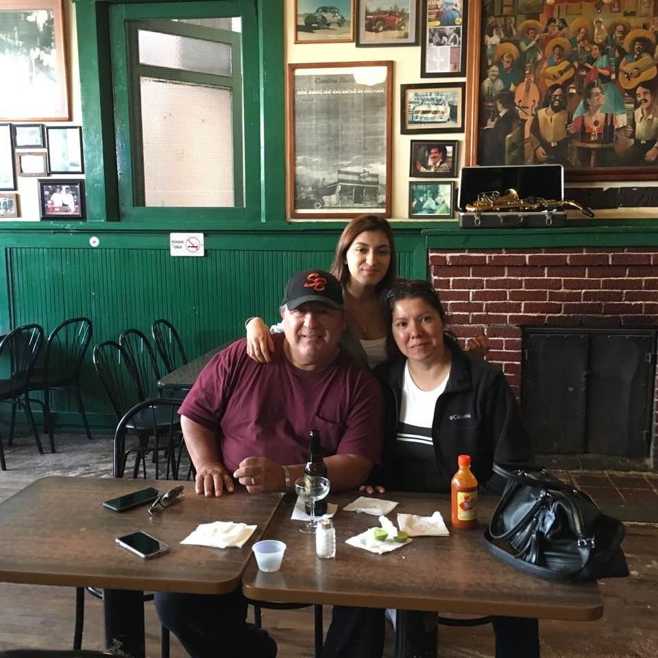 Me Mariana and Sabrina at Hussong's cantina in Ensenada, Sabrina's first legal drink