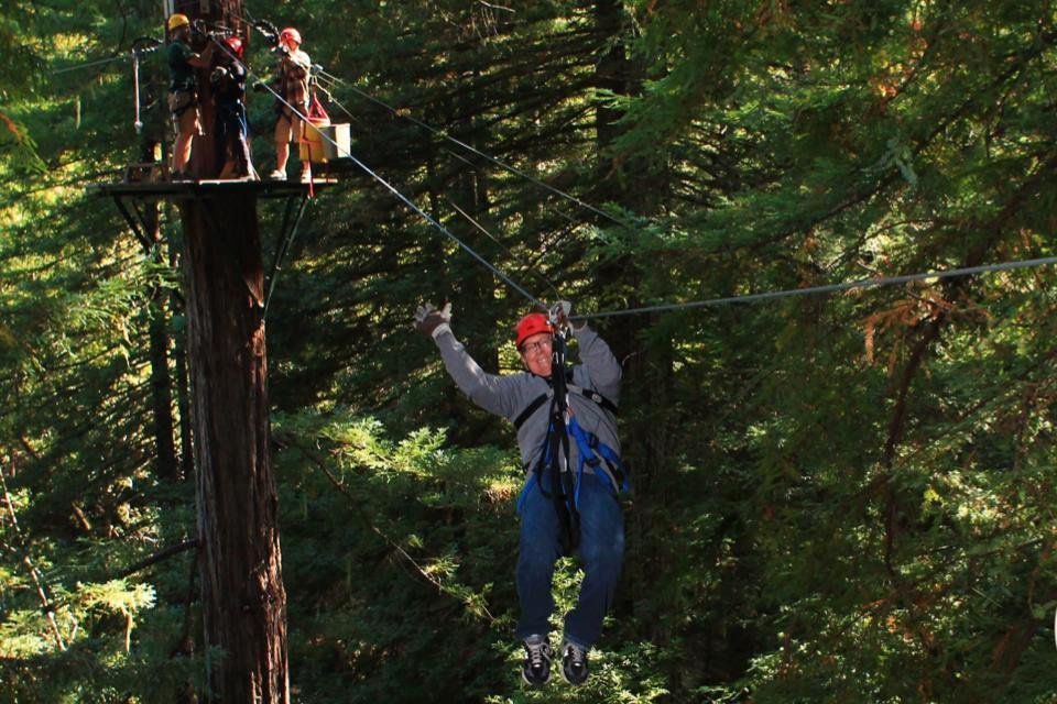 Celebrated 10 year anniversary zip lining in the redwoods.
Weeee...
