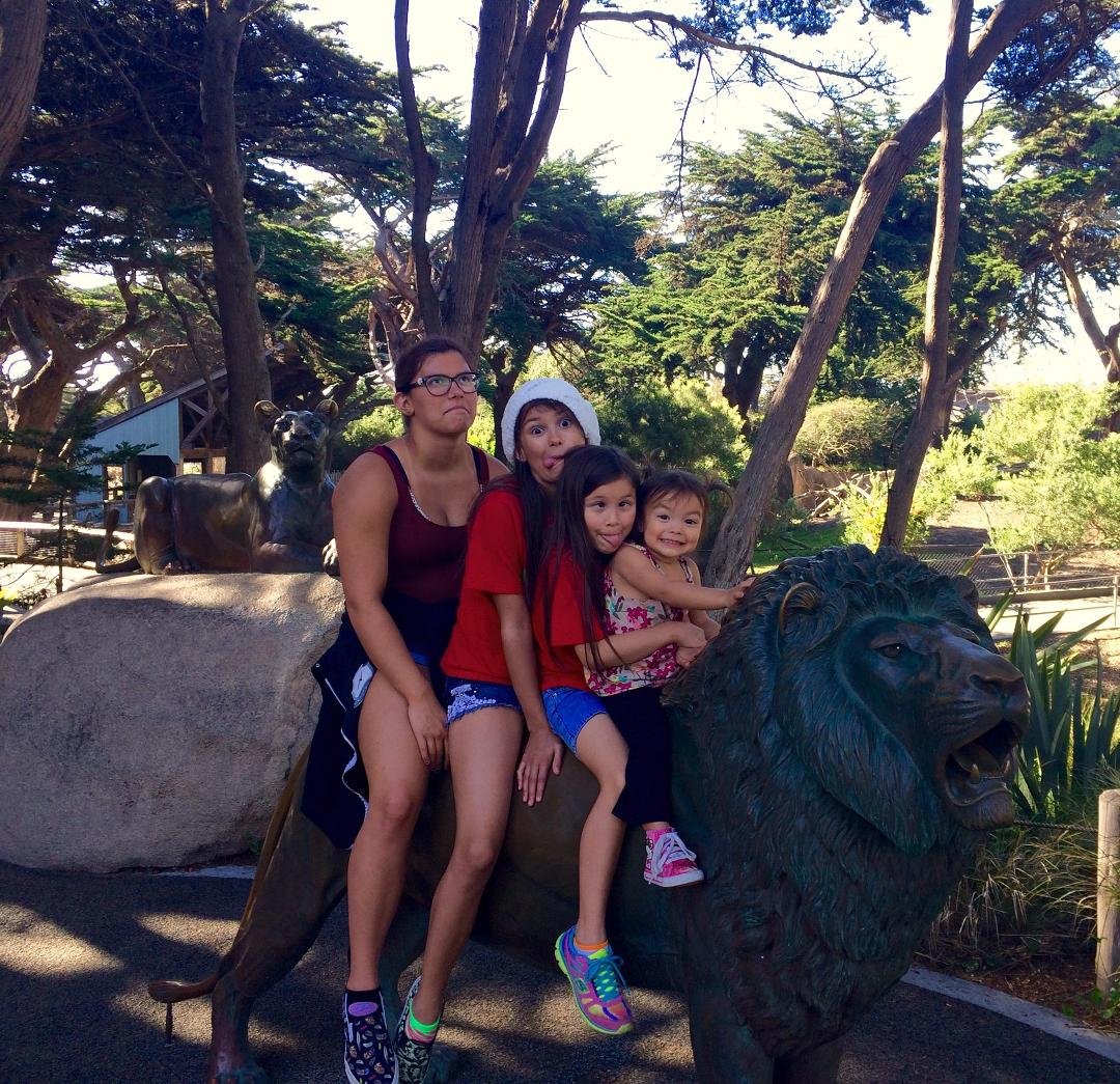 My grand daughters, cuttin' up at the San Francisco Zoo