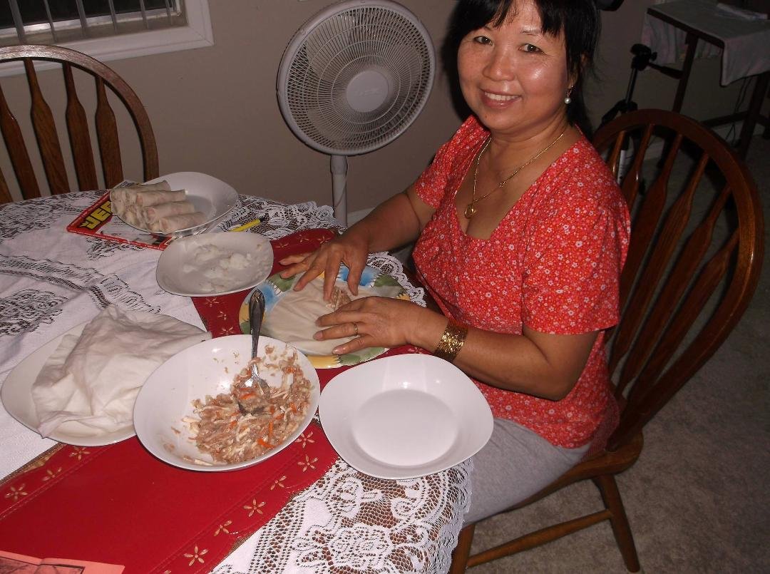 I get home from work today and the Egg Roll making machine is running hard and fast. She just finished number 75. Guess what is for dinner tonight.