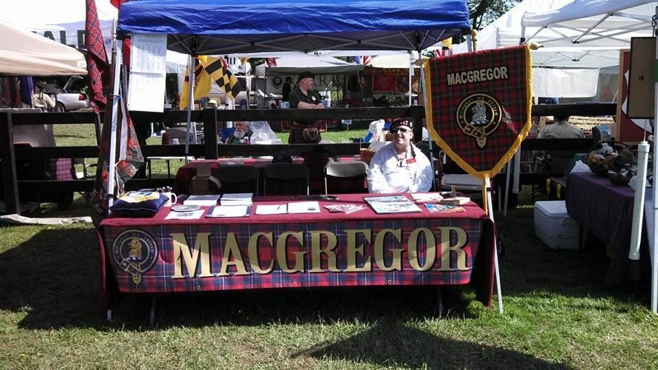 Fair Hill Colonial Highland Games 2014. John Gregg is manning the MacGregor tent.