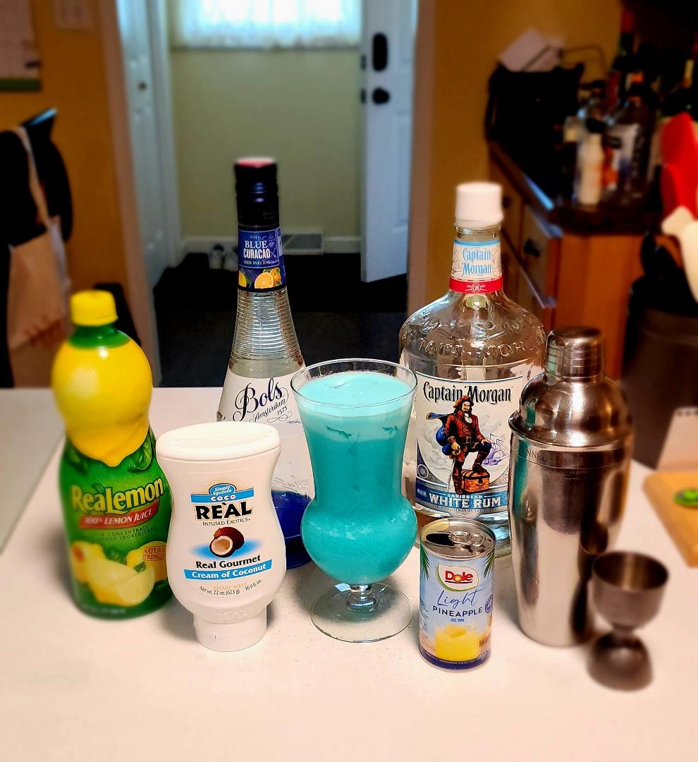 Last night's classic cocktail. A Blue Hawaiian. A nice tropical cocktail for a super hot evening.
