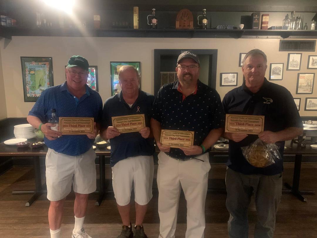 Happy Veteran’s Day!Thanks to those that served. Had the privilege today to participate in the Ancient Order of Hibernian’s Veteran’s Day Golf Tournament to raise money for Wounded Warrior’s Project.Our foursome tied for se
