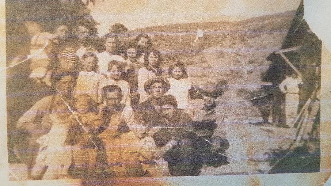 Left to right from top: Nadine Bartlett holding Eddie jr. Thade Bartlett, Lula Bartlett, Rachel Pennington Bailey, Kathleen Bartlett, Edna Mae Bailey, George Bartlett, Addie Bartlett?, Geneva Bartlett, William Bartlett, hol