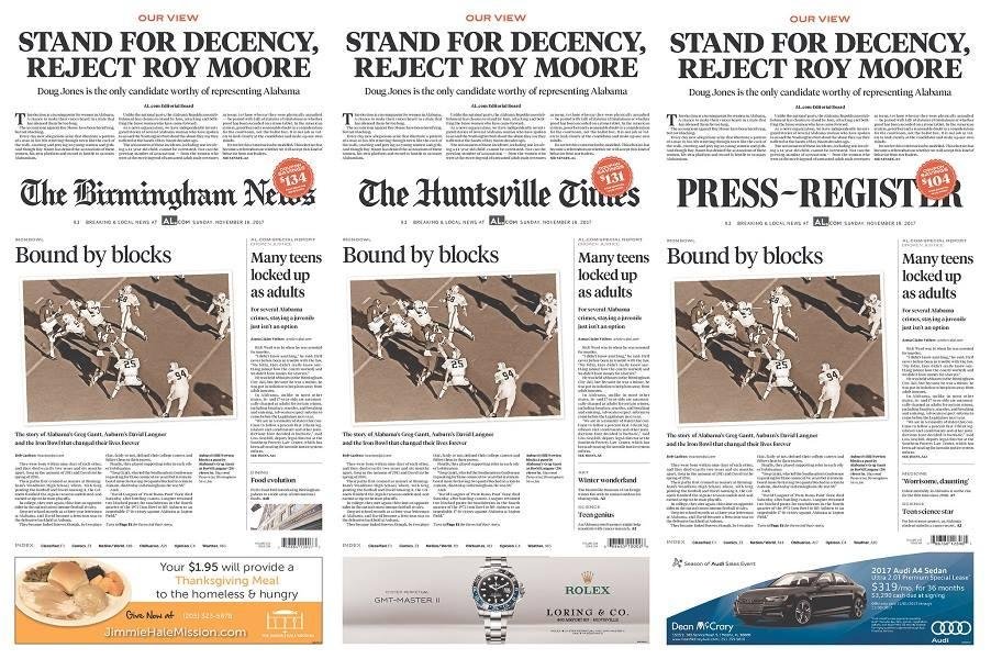 For those of my family and friends in ALABAMA did you know these newspapers are controlled by the New York liberals!
http://halturnerradioshow.com/index.php/news/u-s-national-news/1634-top-3-alabama-newspapers-run-front-pa