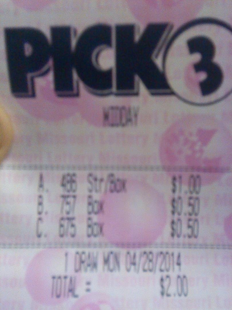 MY GRANDMA PLAYED 7-5-7 & WON $100.00 (IF I'VE PLAYED IT STRAIGHT FOR $1.00 IT WOULD'VE BEEN $600.00)! IT'S OKAY! ALWAYS A NEXT TIME!