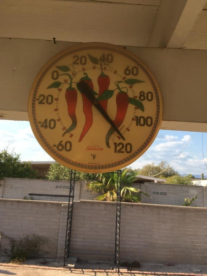 My back porch at 5:15 this evening. Facing north, in the shade. I think that it may starting to get hot.