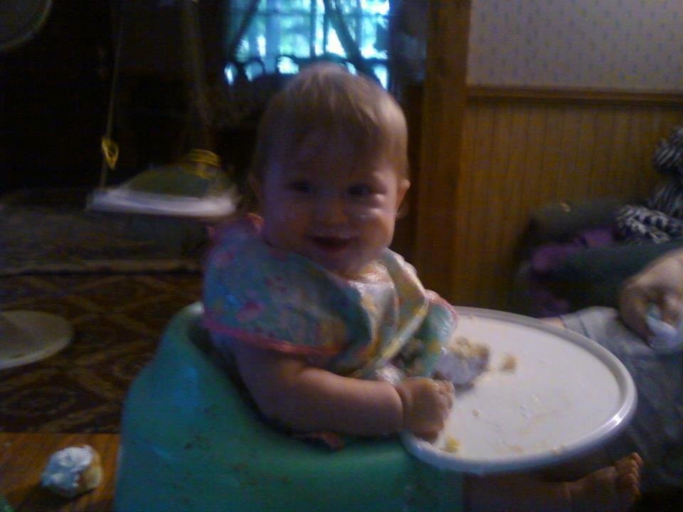 Mandy enjoying her cupcake for her birthday