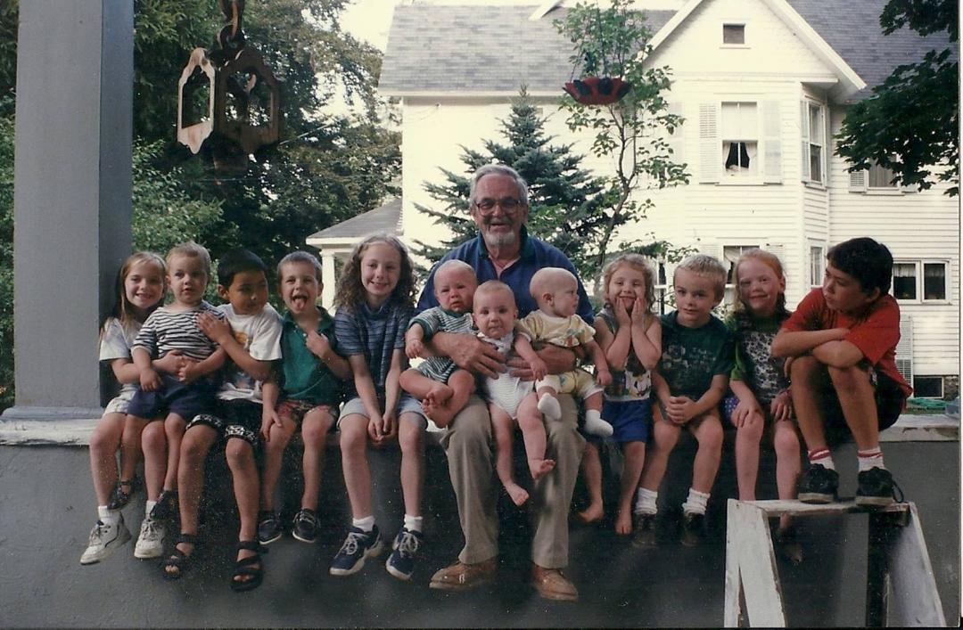 Dad with all of grandkids (missing Willy,sorry buddy) He loved all of them and would be happy I posted this picture for father's day.