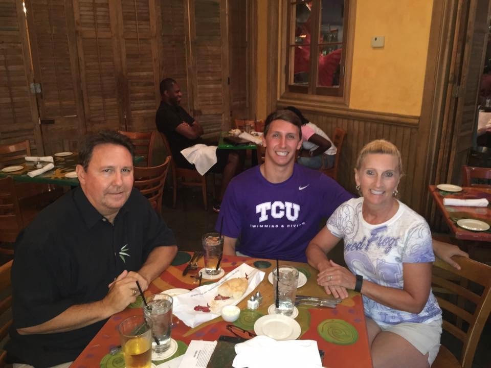 Dinner with Susan and Garett on the way to Fort Worth , TX:      TCU