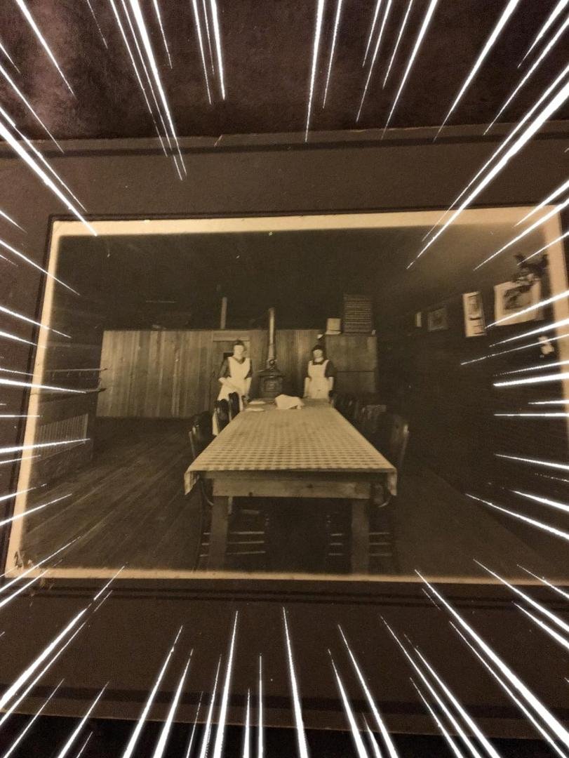Inga and Borghild in The Nerby Cafe in Robinson North Dakota in 1914