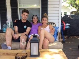 At Sherkston Shores on Lake Erie; Deborah with Henry & Mia.