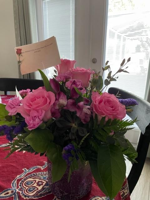 Received a beautiful surprise for Mother's Day from Katelyn, Jason & grandson , Dax.
