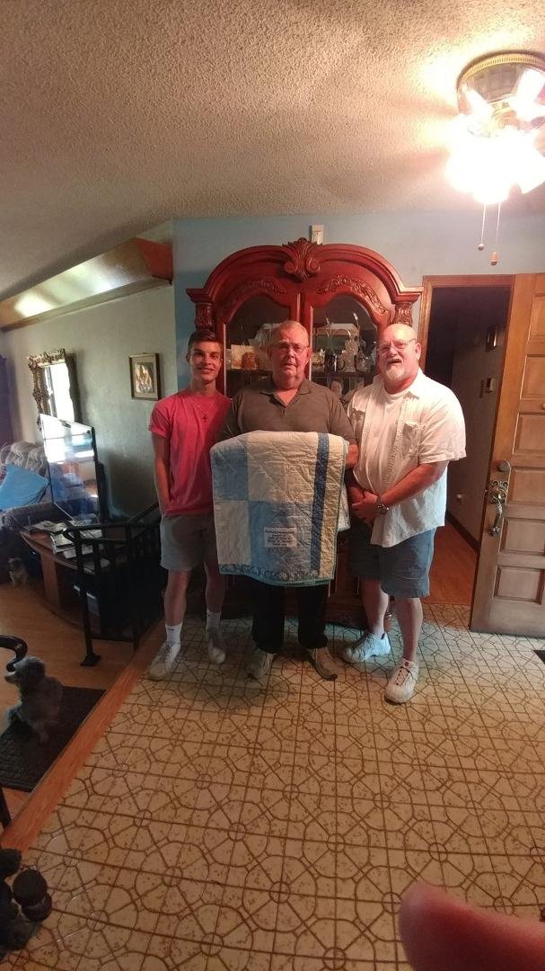 I received an honor/valor blanket sewn by a group of ladies in West Virginia.
Completely unexpected. Grateful