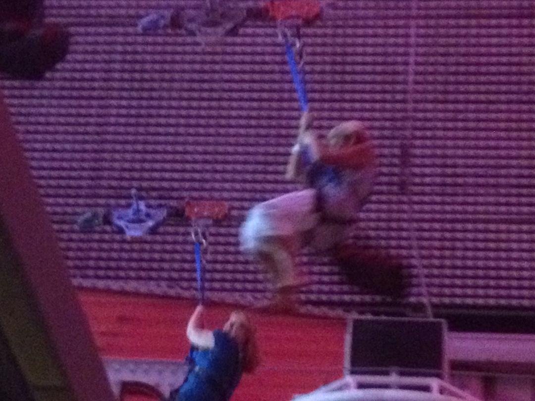 Jeanne zip lining on Fremont St.