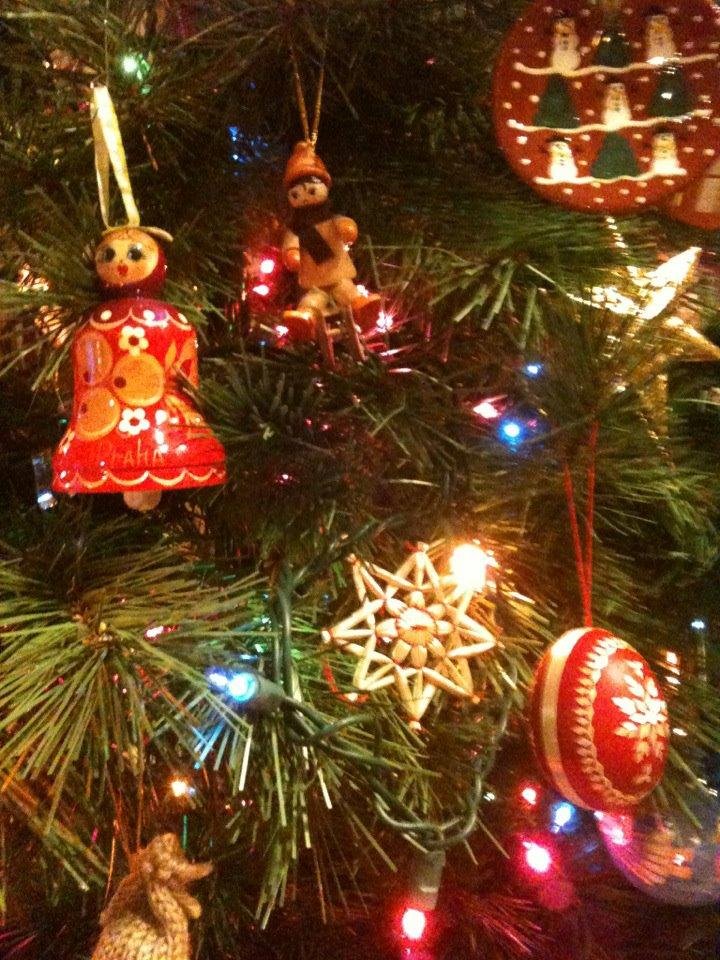 Okay, Sister, here are photos of our two Christmas trees. The living room tree has European glass ornaments
