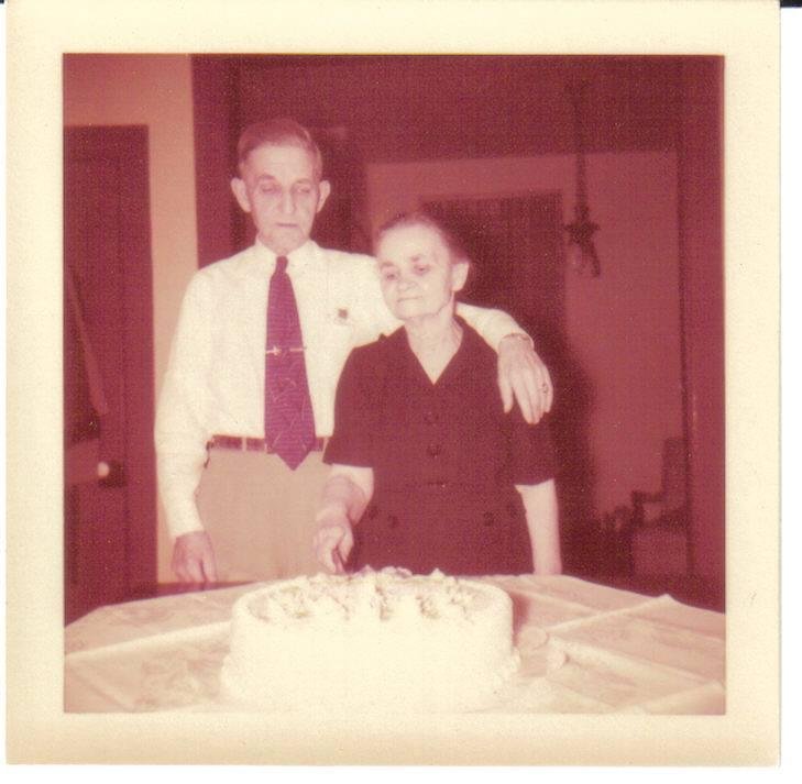 Reposting this pic because I have an update. Grandma & Grandpa Miles were married on April 10, 1915, so this was their 40th anniversary, April 10, 1955.