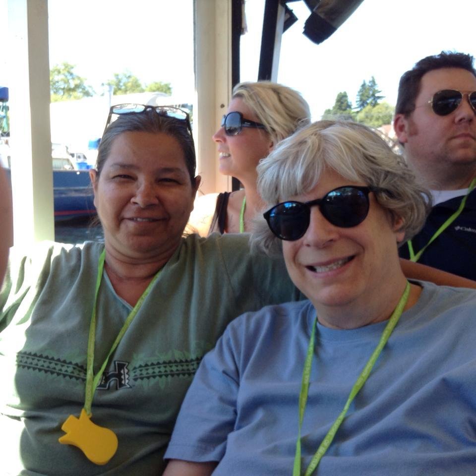 Home from Seattle, relaxing until I have to go to work. Here's a fun picture of me and Julie Anderson on the Duck Ride. Thanks Julie for a fun time.