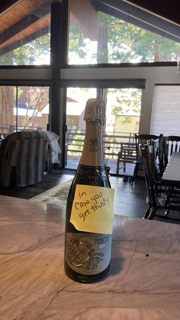 I drove from Carlsbad to Tahoe today.  When I was unpacking my car I found this delicious surprise that my daughter, Liz, had hidden among my luggage and the cat !  She knows me too well!  Thank you Lizzie!!  And a Happy Mo