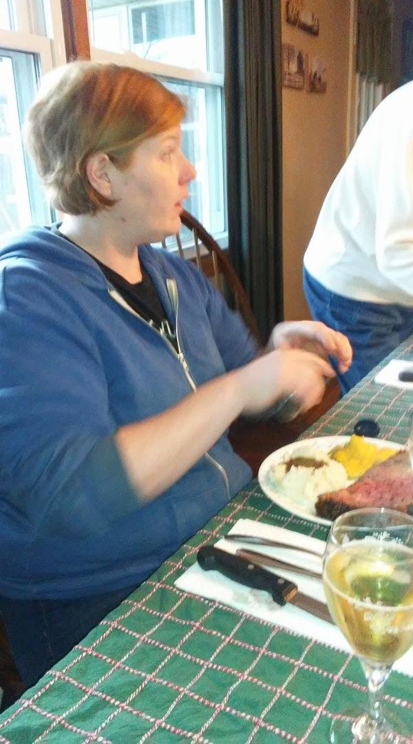 Kelly loves her meat Leah does too she wouldn't let me post her picture.