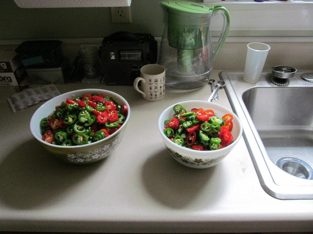 All my peppers precisely sliced exactly as wide they were supposed to be. :)