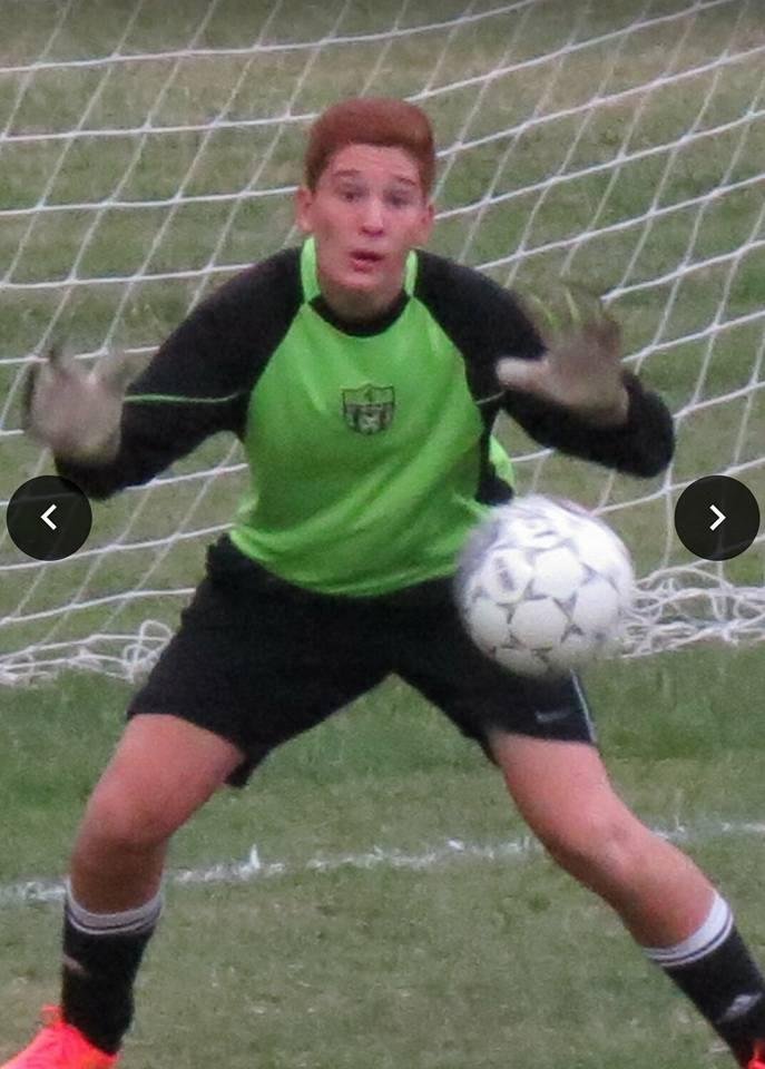 Blake, first time playing goalie.  He did a great job. Way to go buddy.