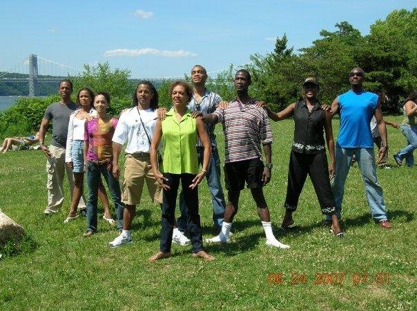 Some of Dance Theatre's lead dancers, Judy 3rd from left. Dance Theatre's gathering uptown.