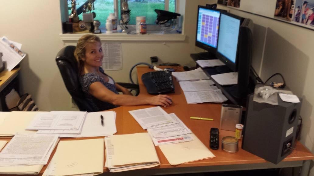 Working hard on her PhD...