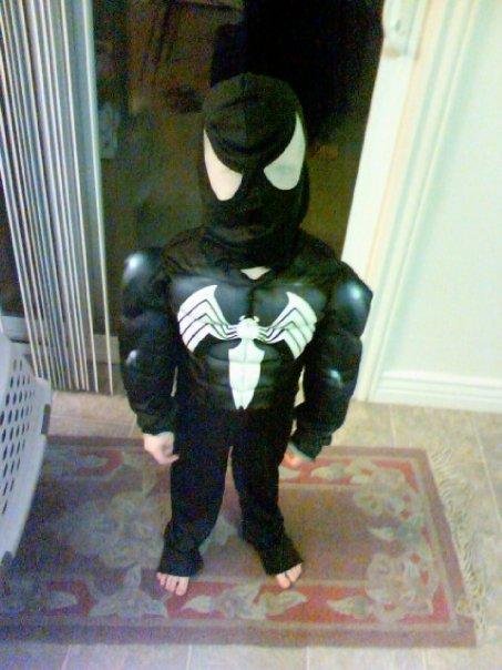 Sabastian in his black Spider Man costume. (2009)