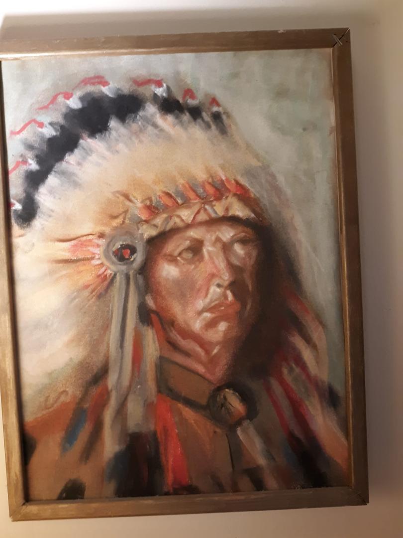 "The Chief",completed.6/1982/pastel paper.