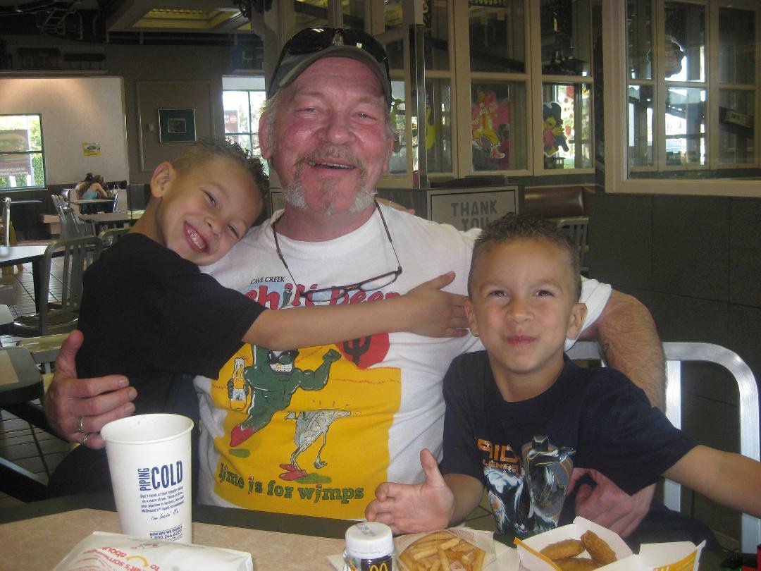 Marcus, me, and Noah, Carrie's grandbabies :)