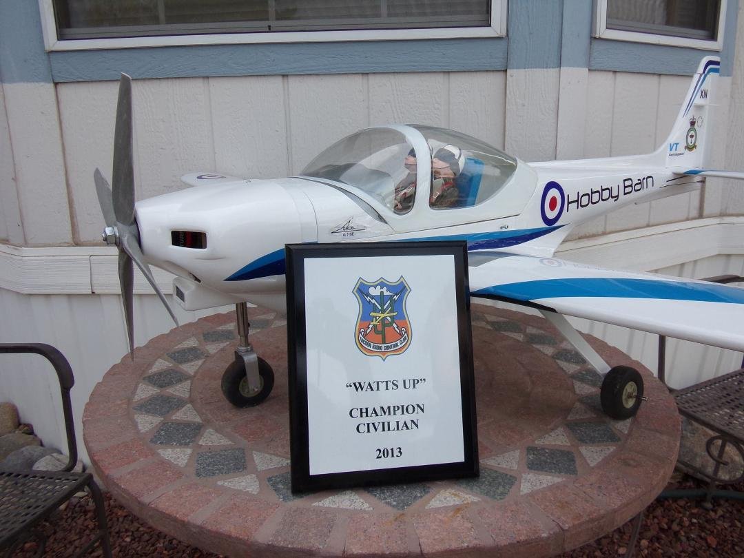 Sunday at Tucson Radio Control club, , I got champion civilian, with the Grob Tutor.