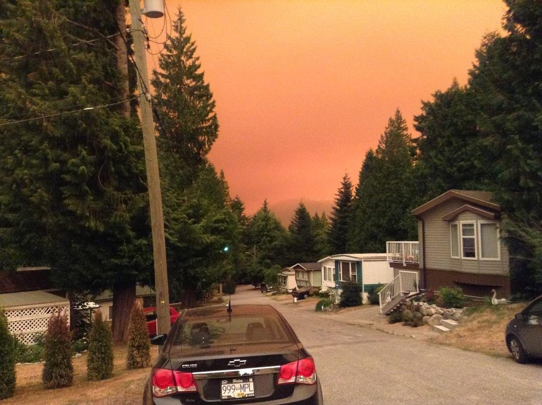 6:22 very dark this morning , ash on everything a bit scary
