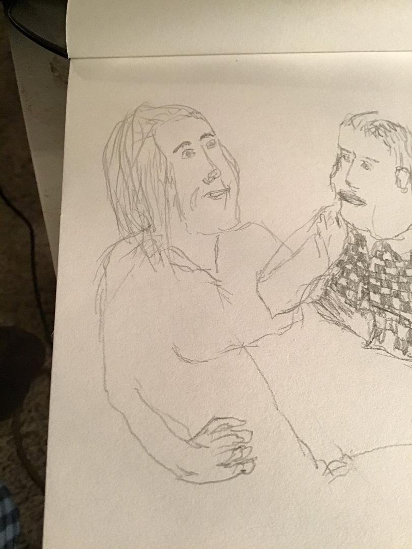 Went to McDonald’s today and had a laugh after sketching a woman, discretely. When she noticed me looking, she smiled at me.