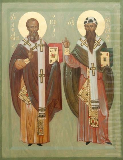 January 18
† Our Holy Fathers Athanasius the Great (373) and Cyril (44), Patriarchs of Alexandria
    Saint Athanasius, pillar of Orthodoxy and Father of the Church, was born in Alexandria in275, to pious Christian parents.