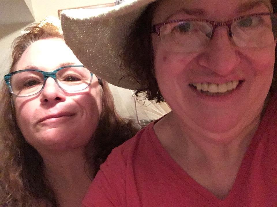 Mary Beckoff Williams and I attending the Wedding via Telly