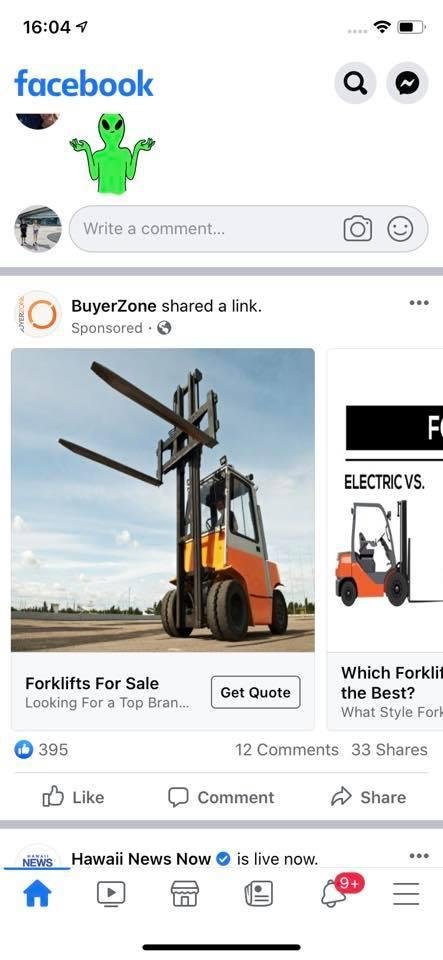 Dear Facebook just because I was talking in the office about getting a new type of lift, and never looked online with my phone, it doesn’t give you the right to put an add on my feed because you are listening!