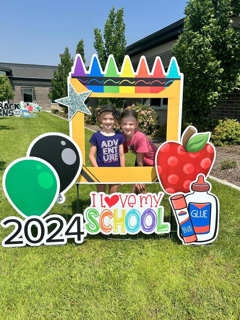 This is outside my granddaughters school. They begin on Wed but met their teachers Mon. Both are so excited. ( K and 3rd ) How I wish I could be there. Have a fabulous day tomorrow. Grandma Misses you!!!