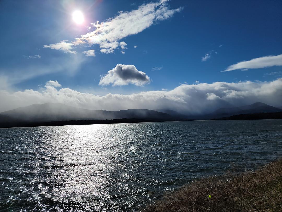 Perhaps the final snow squall of the spring descending on the Ashokan Reservoir. Sunday afternoon.