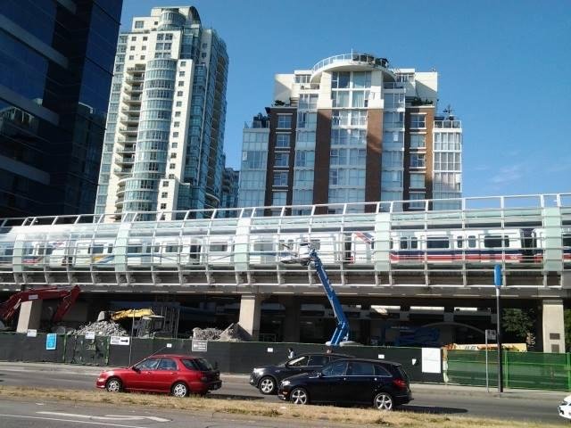 Another afternoon pulling trolley poles @ Main and Terminal.  Looks like good progress on. the re- construction of Main Street Science World Skytrain station.