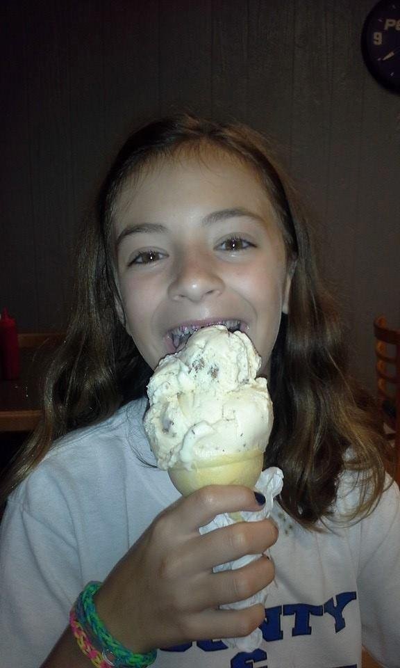 Tom elliott at henleys with katie jones eating butter pecan icecream