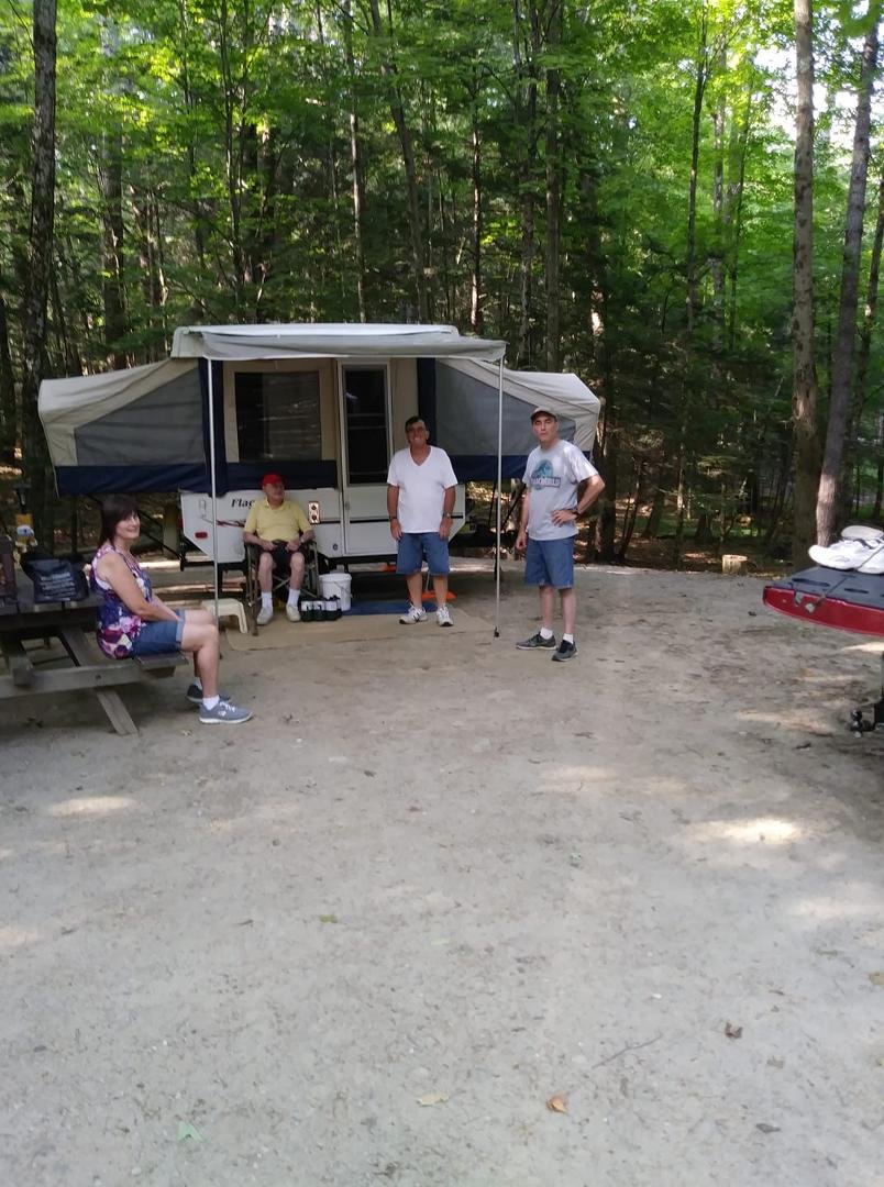 Dad's all set up at Rogers rock campground in n y
