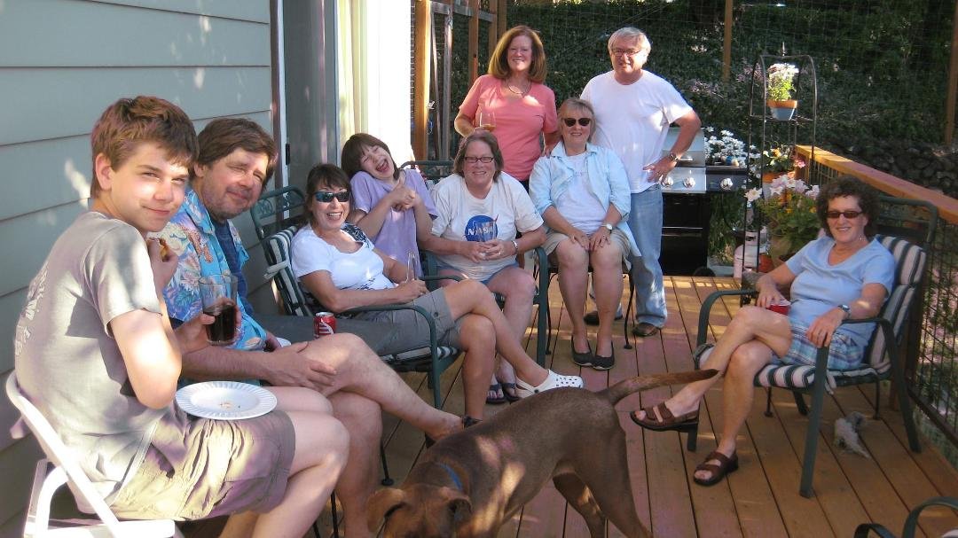 Same setting as below except my sister Liz changed places with me. Sorry!
