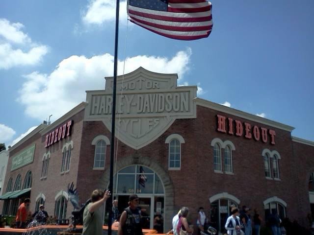 Hangin out at the Harley shop.