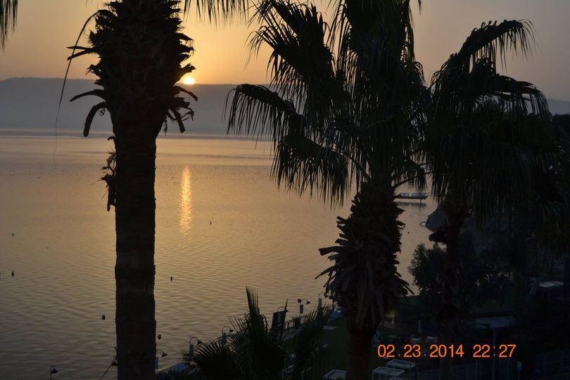 From my motel room overlooking Sea of Galilee.